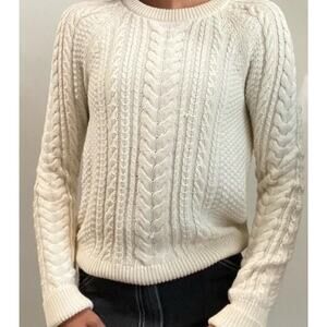 New Vineyard Vines Sweater Cable Knit Long Pullover Ivory Womens XS Cotton/wool